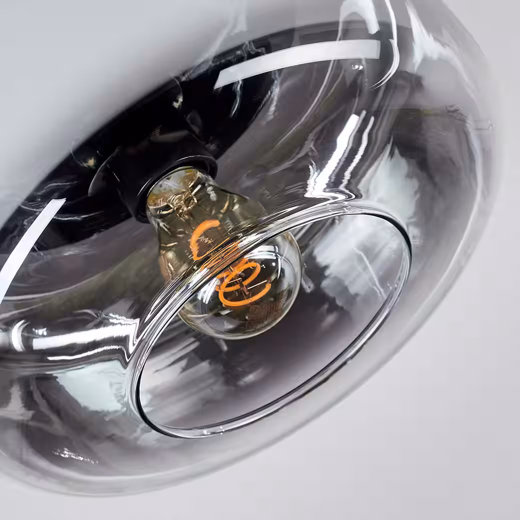Ceiling light, 1-light ceiling lamp made of metal/glass in chrome/smoke/clear - Image 3