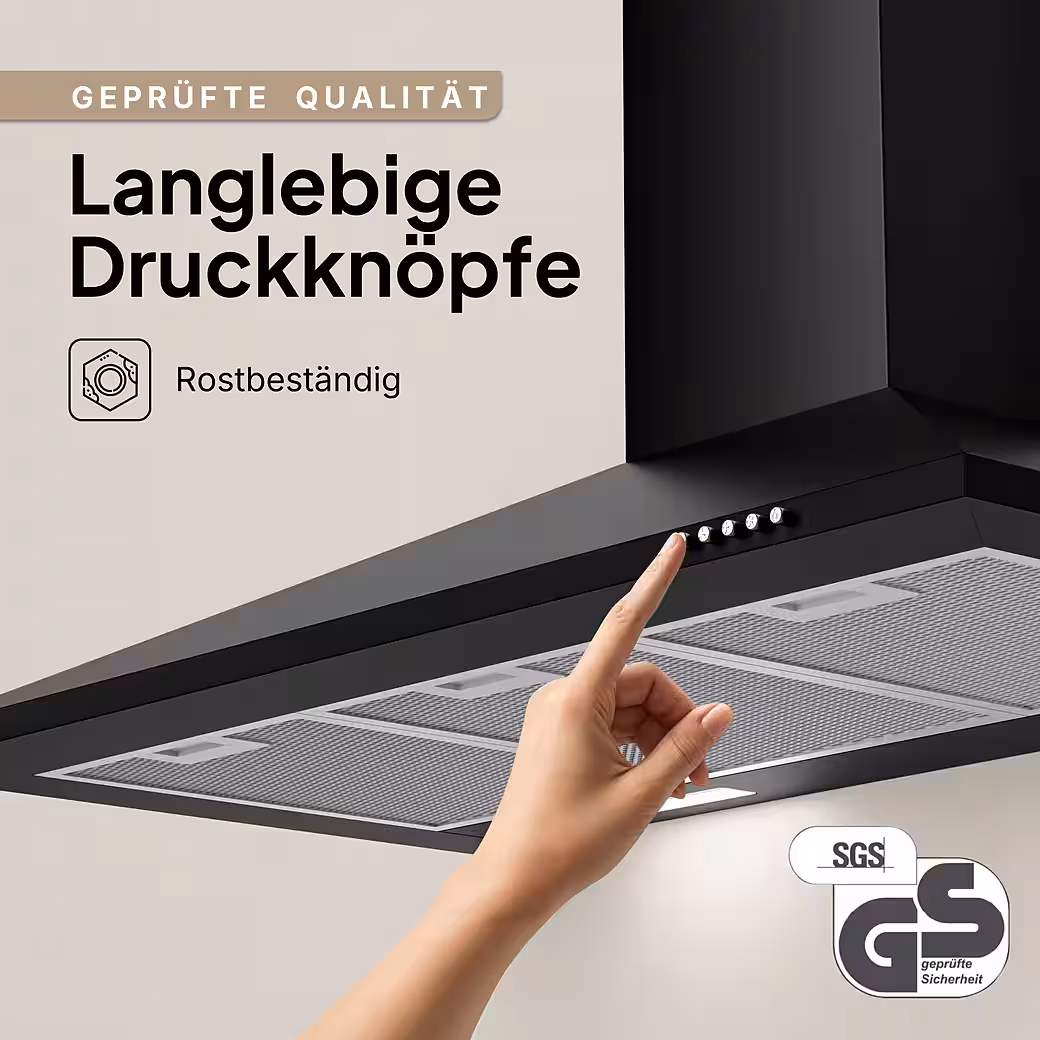 Wall-mounted extractor hood A+++ 410 m³/h, 60cm and 90cm, recirculating & ducted - Image 3