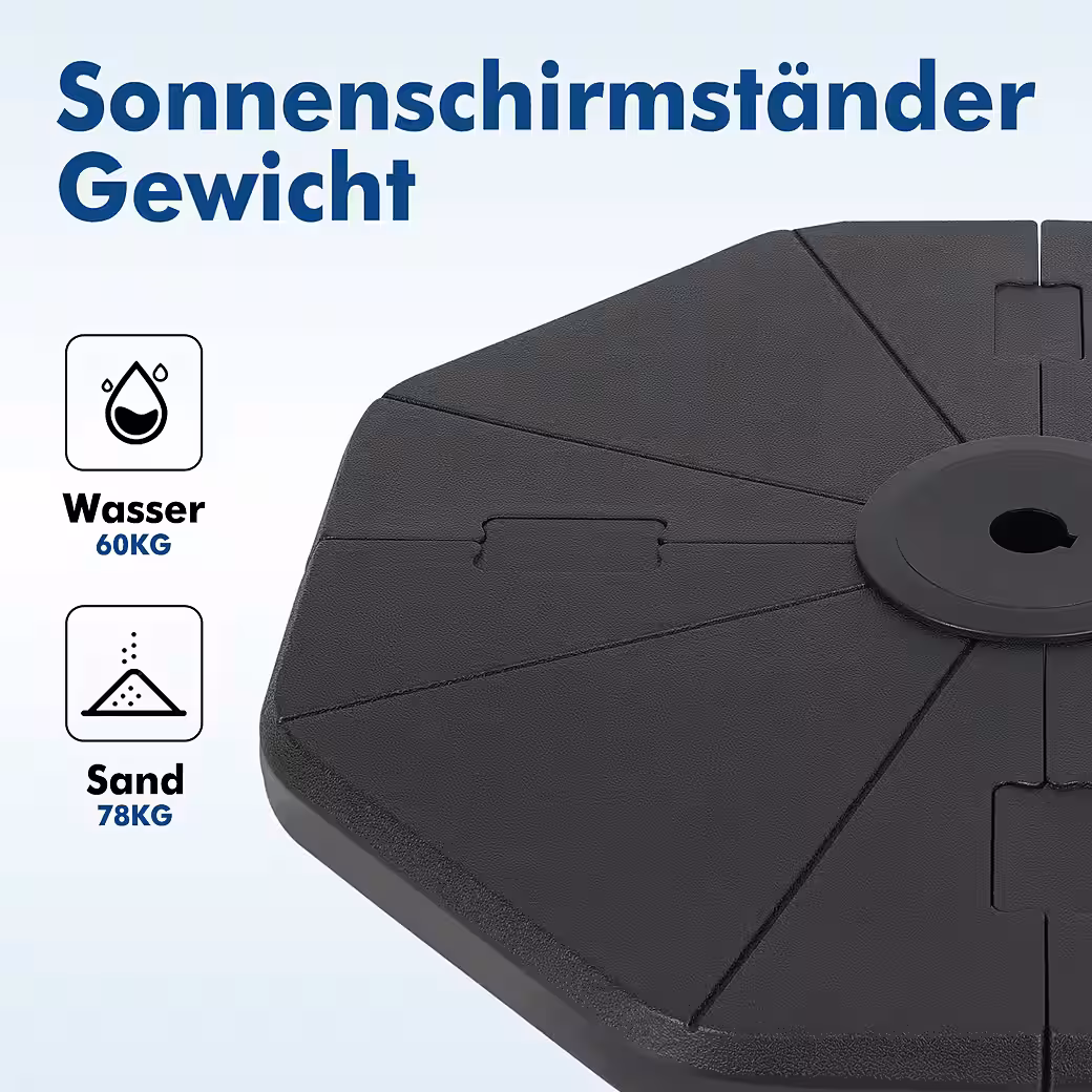 Plastic parasol stand, cantilever parasol stand with octagonal base plate, 60KG to 78KG - Image 3