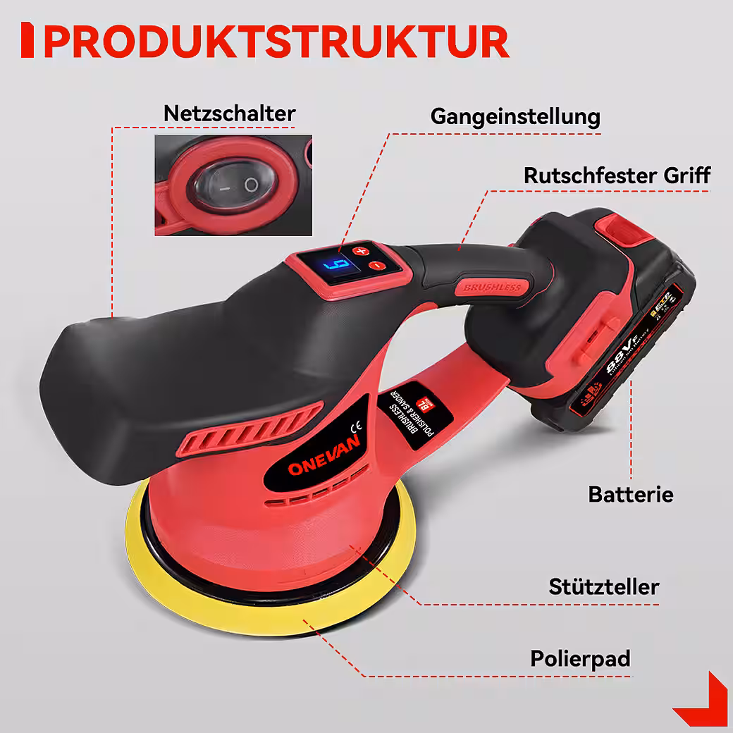 Cordless Polisher Set 150mm Car Polishing Set 5800 RPM Polishing Polisher - Image 3