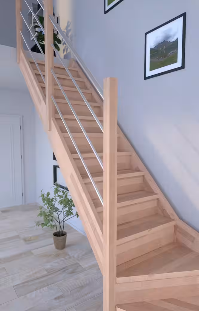 Space-saving wooden staircase Rhodos in a quarter-turn design - Image 4