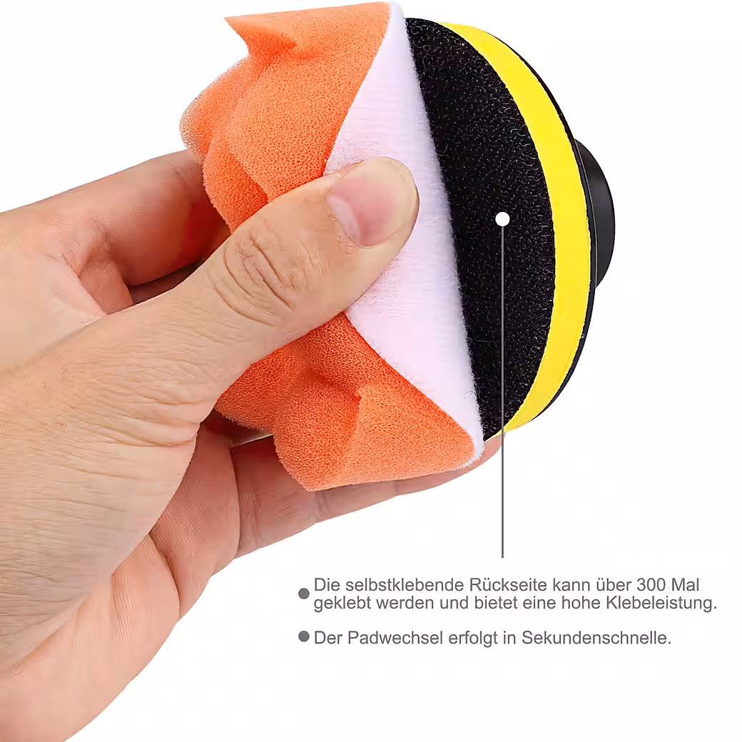 3-inch polishing pad set for cars, 25-piece, sponge pads & drill attachment - Image 4