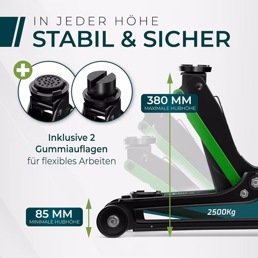 Hydraulic jack 2.5T incl. 2 rubber pads, TÜV certified - Image 4