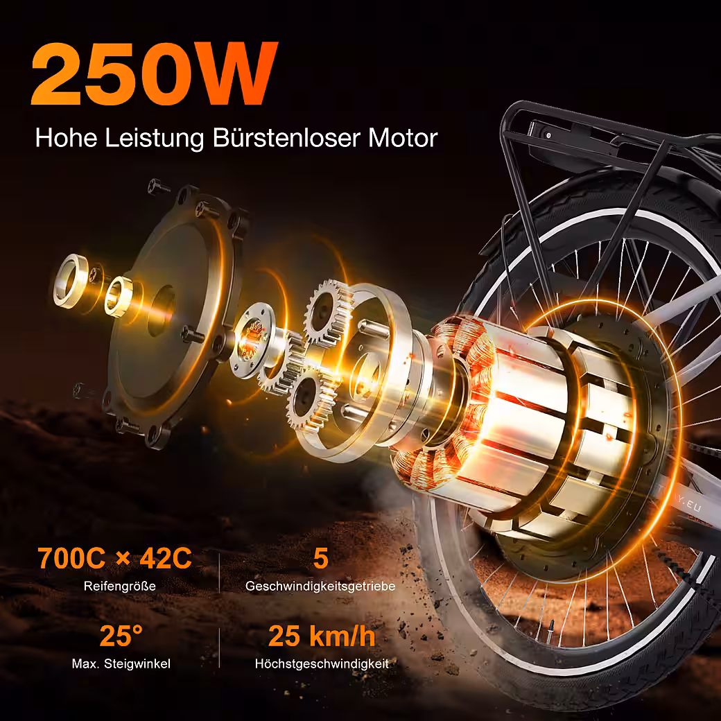 E-bike city bike, 29 inch, electric bicycle, max. range up to 80km with anti-theft protection and GPS - Image 4