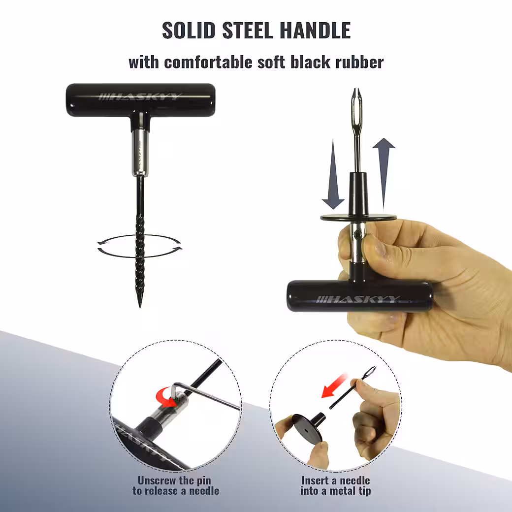 60-piece tire repair kit. Car tire repair kit, puncture repair kit, patch kit for cars, trucks, and motorcycles. - Image 5