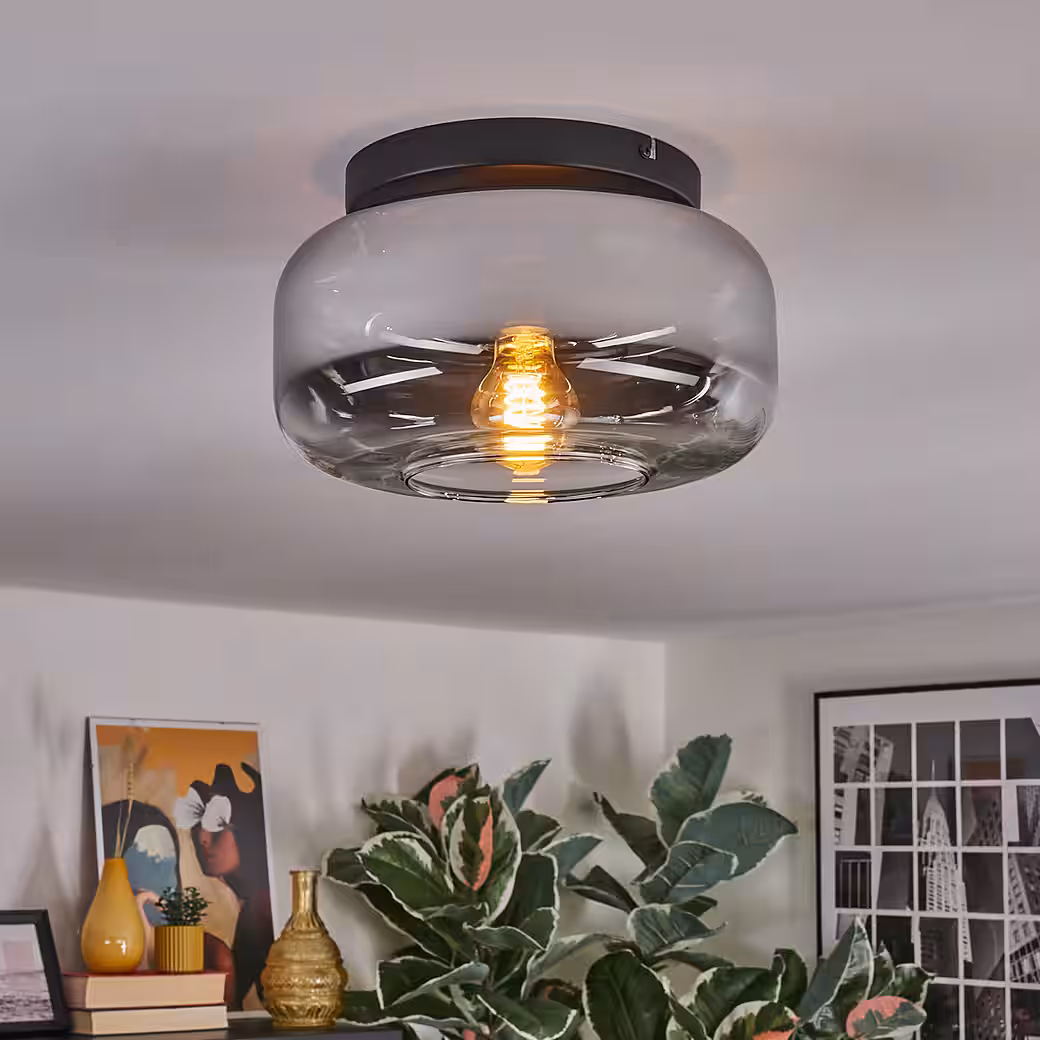 Ceiling light, 1-light ceiling lamp made of metal/glass in chrome/smoke/clear - Image 6