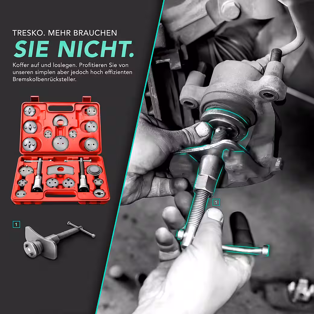 TRESKO 22-piece brake piston rewind tool set, red, brake piston set, piston - Image 6
