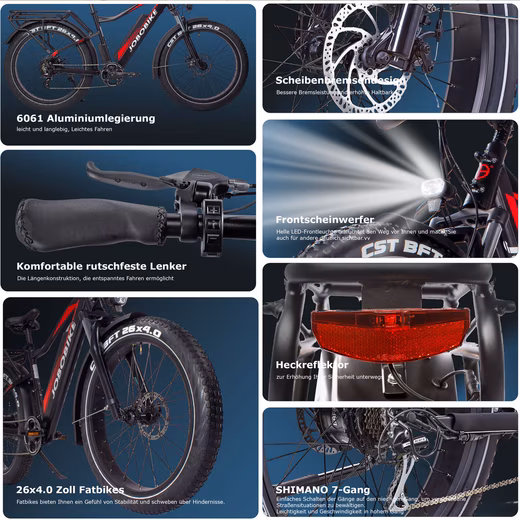 E-Bike Mountain Bike Women & Men 26x4'' Electric Bike Robin, 624Wh, 130km, Off-Road - Image 6