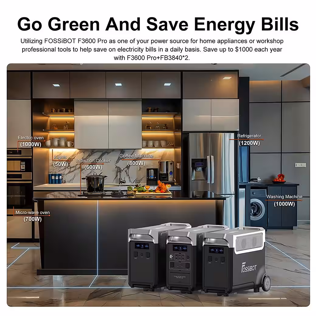 F3600 PRO generator with 3840Wh LiFePO4 battery, 3600W AC output, portable power plant - Image 7