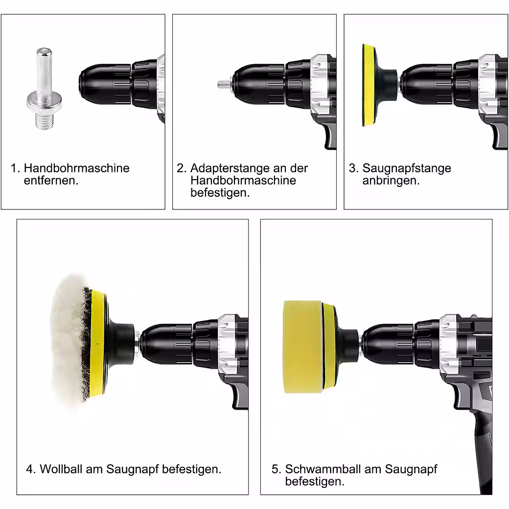 3-inch polishing pad set for cars, 25-piece, sponge pads & drill attachment - Image 7