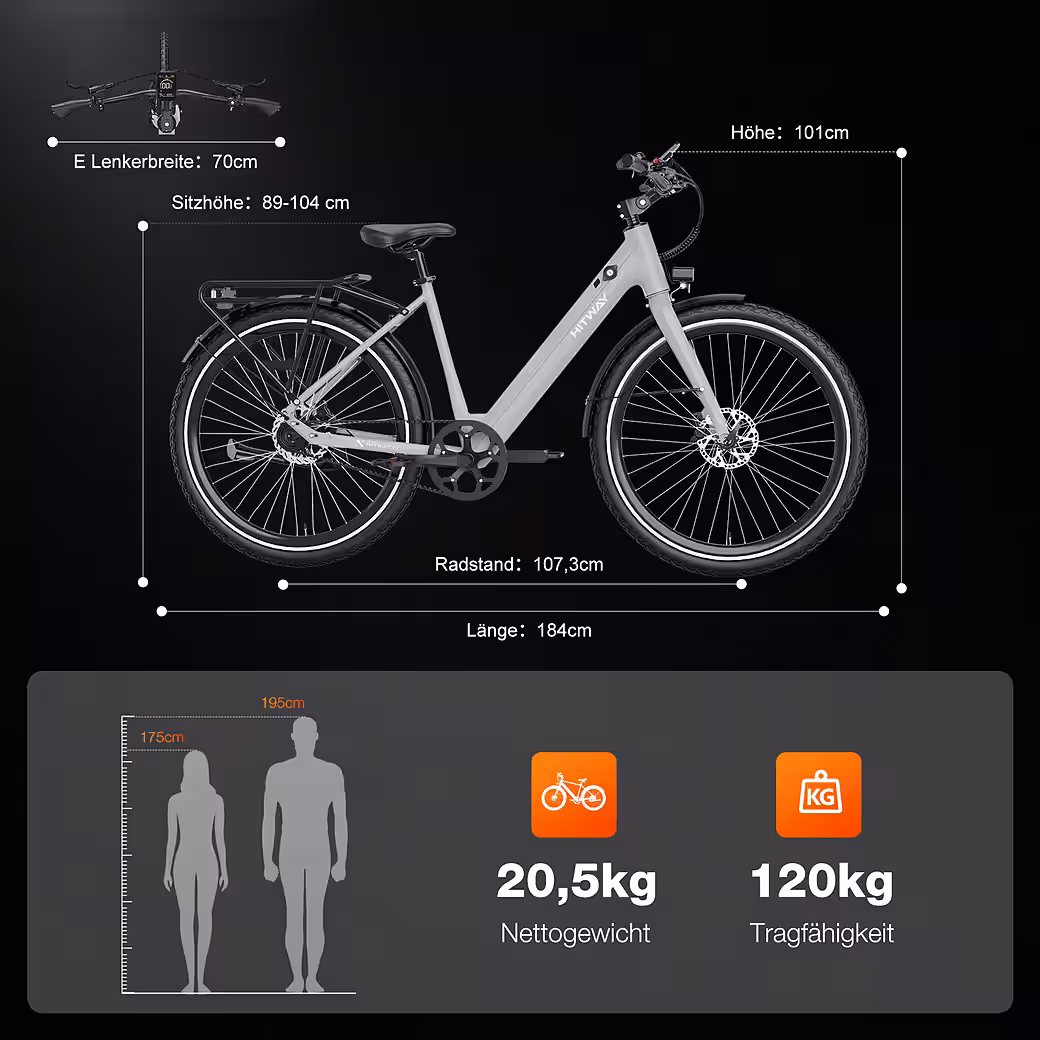 E-bike city bike, 29 inch, electric bicycle, max. range up to 80km with anti-theft protection and GPS - Image 7