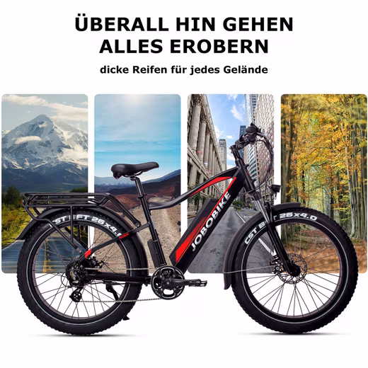 E-Bike Mountain Bike Women & Men 26x4'' Electric Bike Robin, 624Wh, 130km, Off-Road - Image 7