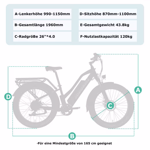 E-Bike Mountain Bike Women & Men 26x4'' Electric Bike Robin, 624Wh, 130km, Off-Road - Image 20