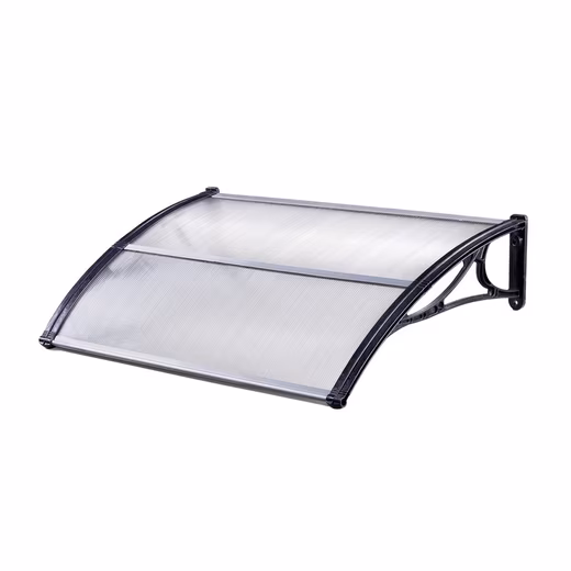 Canopy, front door canopy, hollow chamber panel, black aluminum trim strip, lean-to canopy (1 pc), 75x120 cm