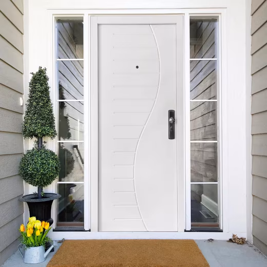 Front Door Security Door Loreley with Wave Design White