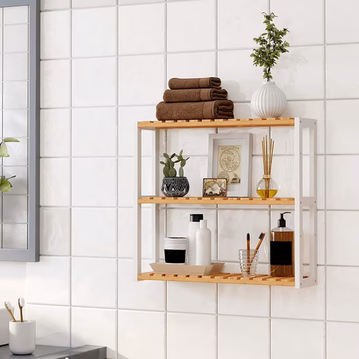 Bathroom Shelf with 3 adjustable shelves, wall mounting