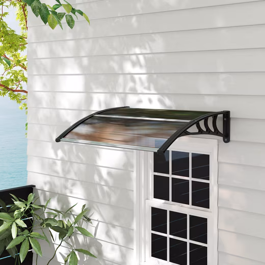 Front door canopy, lean-to canopy made of polycarbonate, weatherproof Brown, 75x100cm