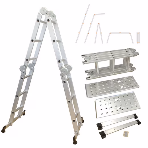Multi-purpose aluminum folding ladder, 4-section