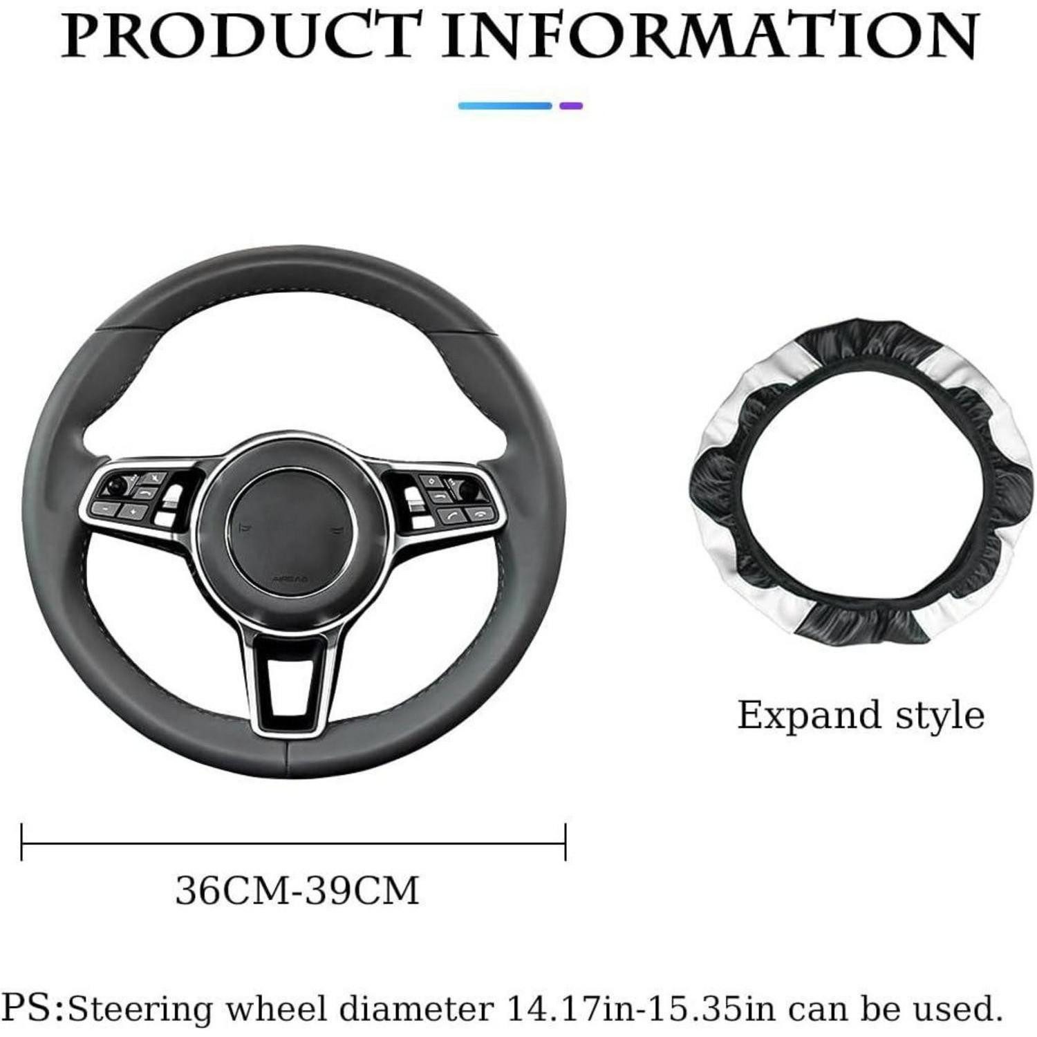 Car floor mats, steering wheel cover, universal, non-slip, microfiber, 37 x 38 cm, yellow - Image 2