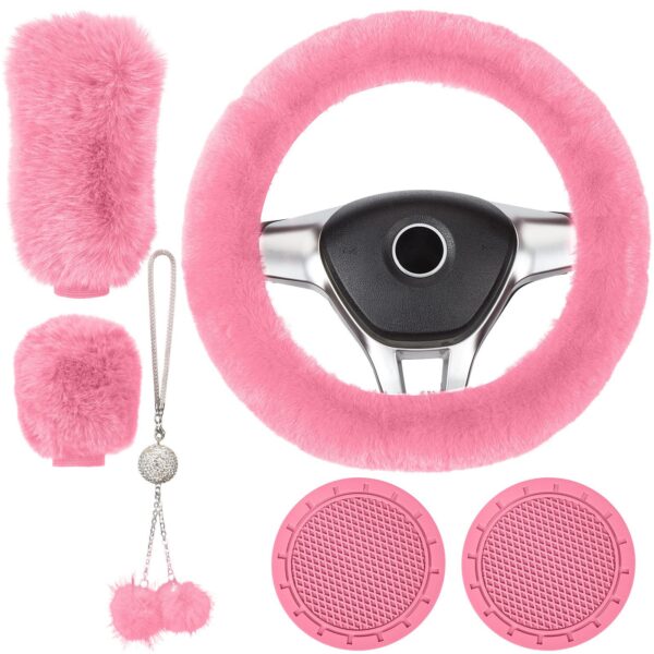 Steering wheel cover, 6-piece set, soft handbrake and gearshift cover