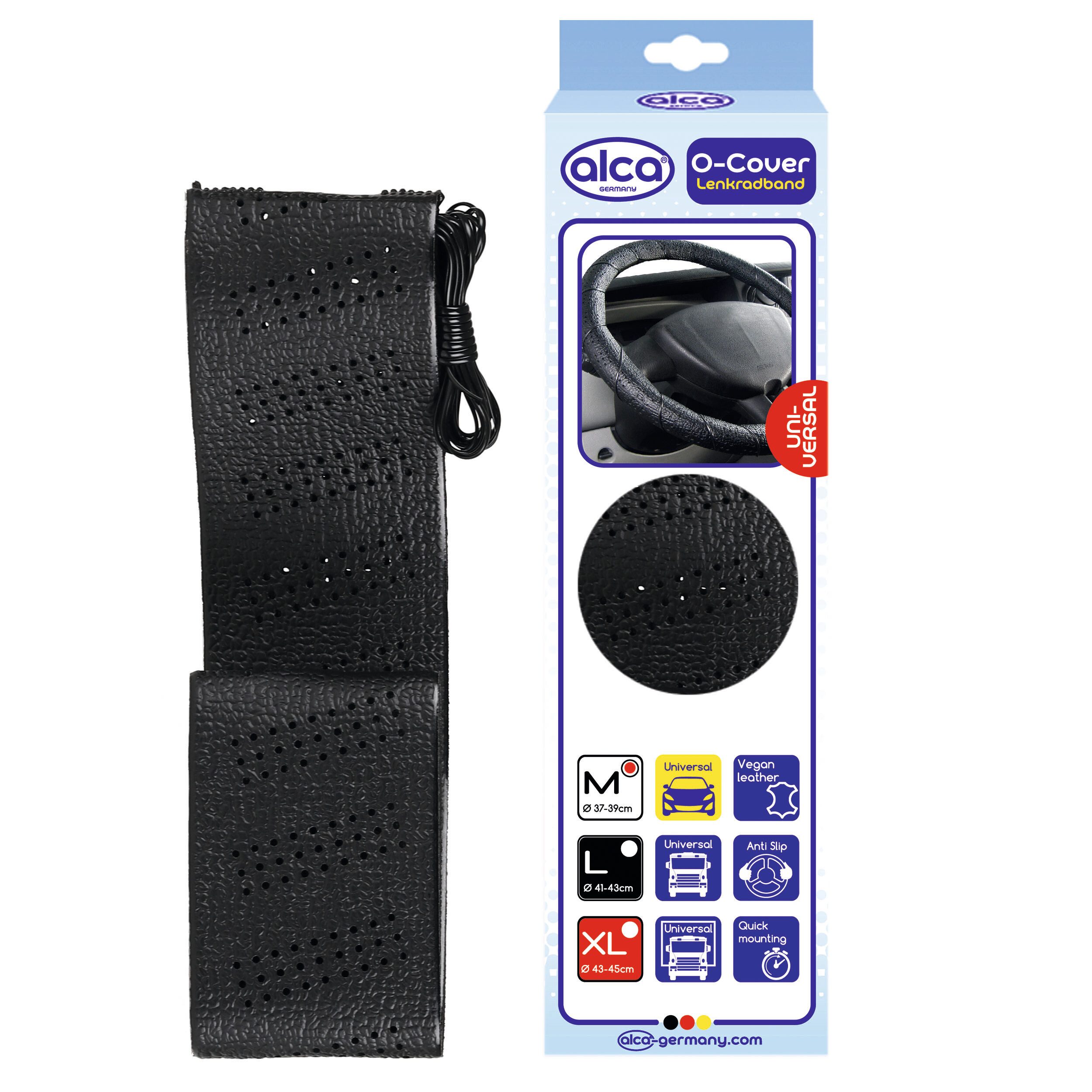 Car steering wheel cover, steering wheel band for cars, 37" size M (37-39 cm), universal protection