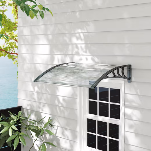 Lean-to canopy, front door canopy, 75 x 100 cm (Roofing, 1 pc., polycarbonate), Brown