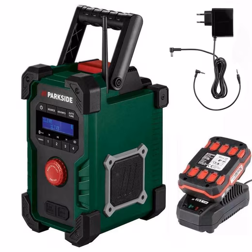 PARKSIDE DAB battery construction sites Radio PBR 20-Li USB, battery 2.0 Ah, 20V construction site radio