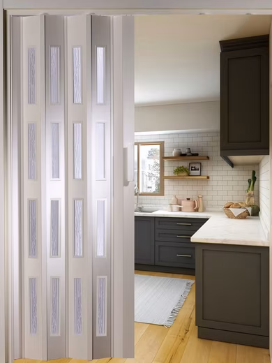 Folding Door Folding Door White 4 Window Sliding Door Niche Door W88.5 x H202 cm Shortenable