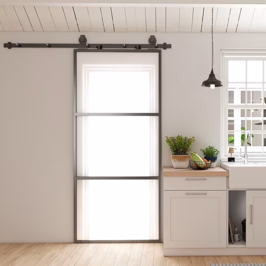 Sliding door with self-closing room door 91x203 cm, running rail, softclose