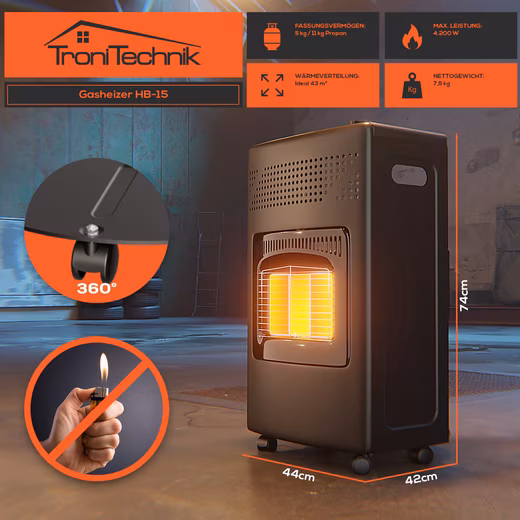 Heater Infrared Heater HB-015 Gas Heater, Piezo Ignition,4200 Watts,I3B/P(50) - Image 2