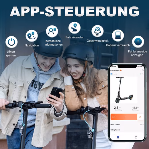 EV85F ABE Road Legal E-Scooter, 8.5 Inch Electric Scooter, APP, Shockproof - Image 6