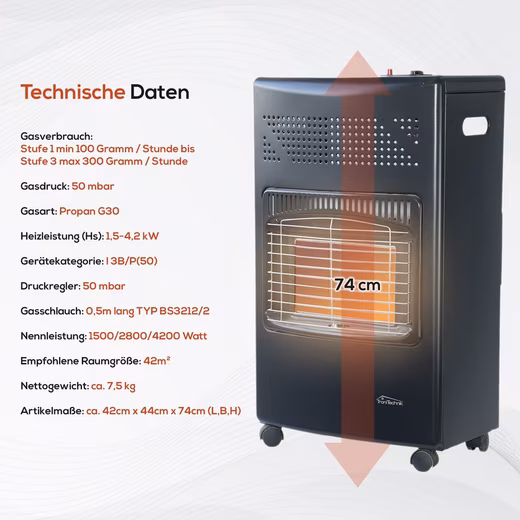 Heater Infrared Heater HB-015 Gas Heater, Piezo Ignition,4200 Watts,I3B/P(50) - Image 8