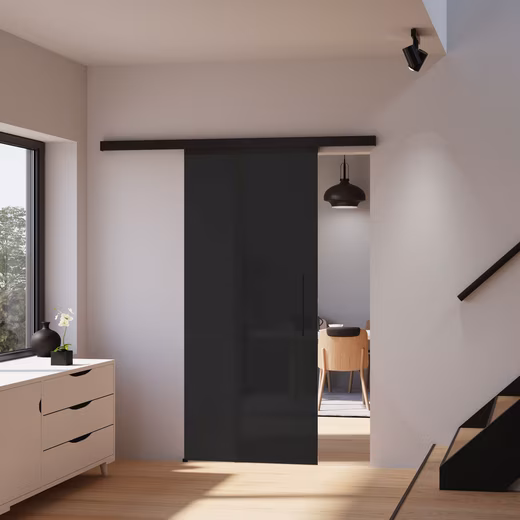 Sliding glass door black satin, 90 x 203.5 cm