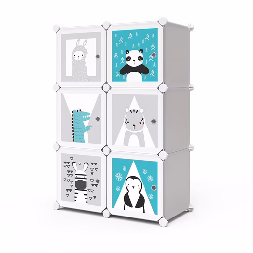 Andy bookshelf, grey, 74 x 110 cm, 6 compartments (Panda)