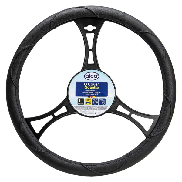 Steering wheel cover, steering wheel cover XL for cars (41-43 cm), steering wheel protector, satin black
