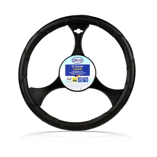 Steering wheel cover, luxury car steering wheel protector, 37-39 cm, satin black