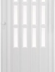 Folding Door Sliding Door White with Window Lock H. 203 cm Door width up to 100 cm