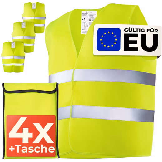 High-visibility vest 4 high-visibility vest car set with bag – Tested EN ISO 20471 Tested EN