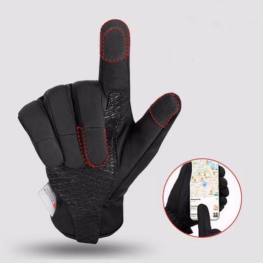 Cycling gloves, winter cycling gloves with waterproof membrane and touchscreen function anti-slip ski gloves - Image 3