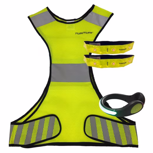 Functional vest reflection vest, LED bracelets and shoe clip, lighting set 4 pieces.