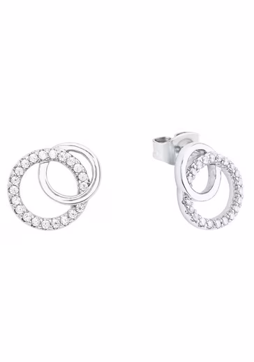 Pair of Stud Earrings Jewelry Gift Earrings Circles with cubic zirconia (synthetic)