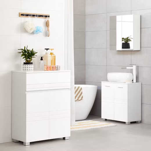 Bathroom chest of drawers, bathroom cabinet, storage cabinet, double door cabinet Stand feet