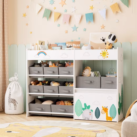 Toy chest Children's shelf with 10 fabric storage boxes - Image 4