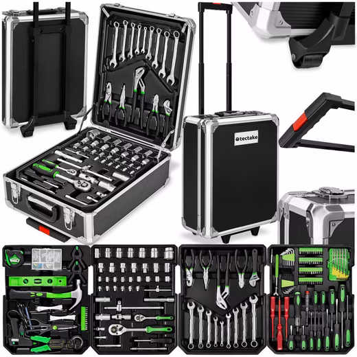 Tool trolley tool case, toolbox with carrying handle and telescopic handle