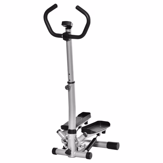 Stepper exercise bike fitness device with handle for leg and butt training