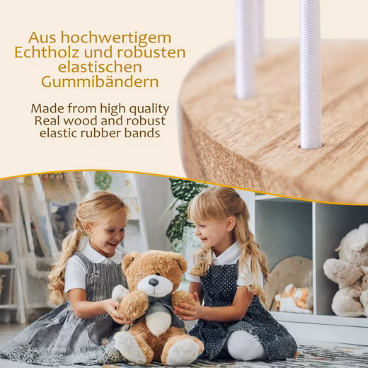 Children's shelf/cuddly toy shelf | space-saving | real wood with elastic bands - Image 3