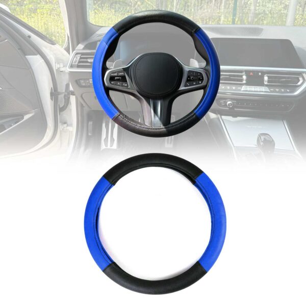 Steering wheel cover, steering wheel protector, steering wheel cover, blue-black, Ø 38-40 cm