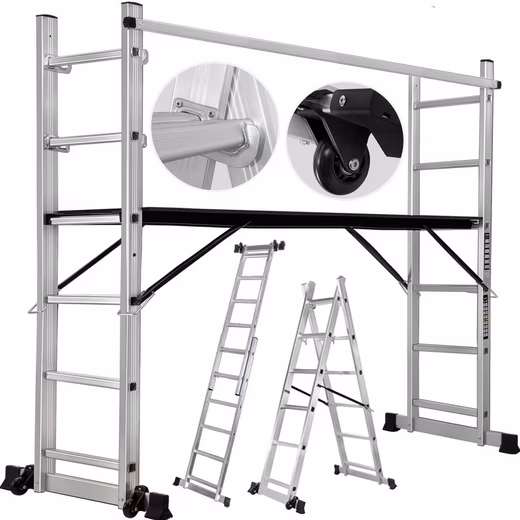 4-in-1 work platform ladder CF-103A - 3-year warranty - multi-purpose aluminum ladder