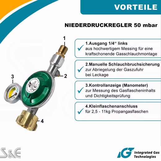 Pressure reducer 50 mbar gas pressure reducer gas regulator for camping propane gas bottle - Image 3