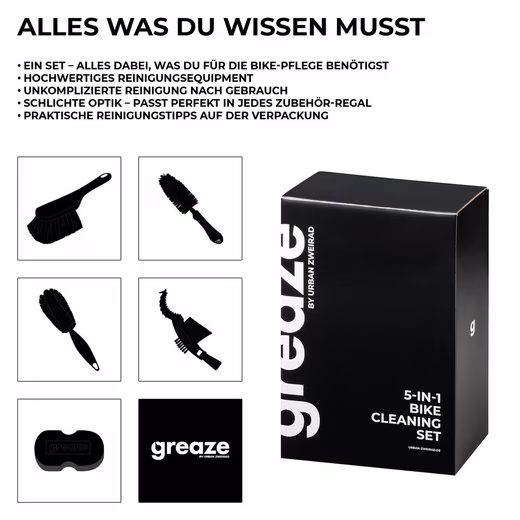 Grease 5-in-1 Bicycle Chain Cleaning Set - Bicycle Care Set, Bike Cleaner (5-piece set, cleaning brushes (4-piece set) + rubber sponge) 4 different bicycle brushes and microcell rubber sponge - Image 3